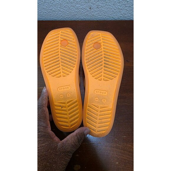 Crocs Women's Miami Frosted Toe Loop Strappy Orange Slide Sandals W5 - Picture 6 of 8